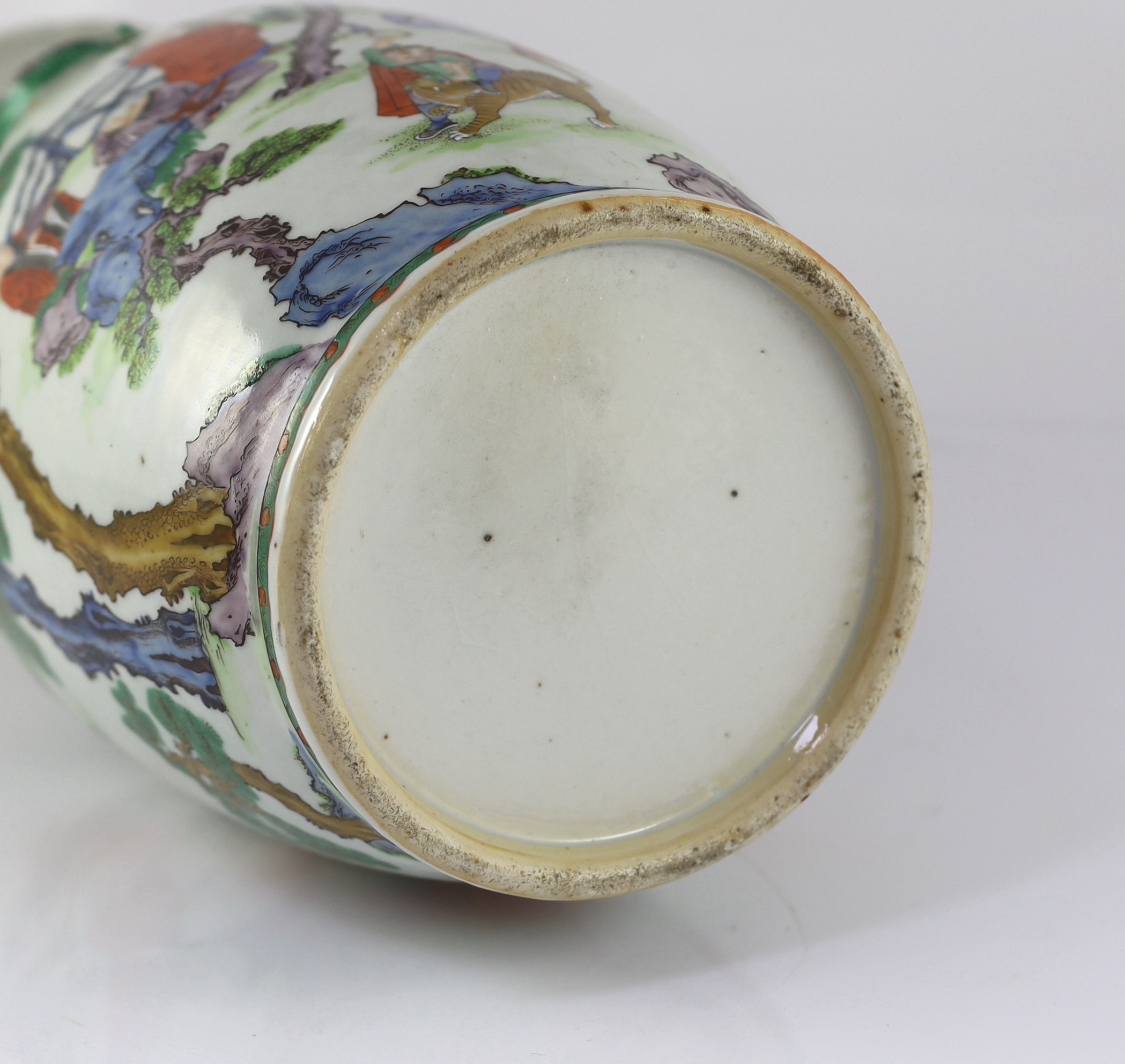 A Chinese enamelled porcelain ‘eighteen luohan’ vase, late 19th century